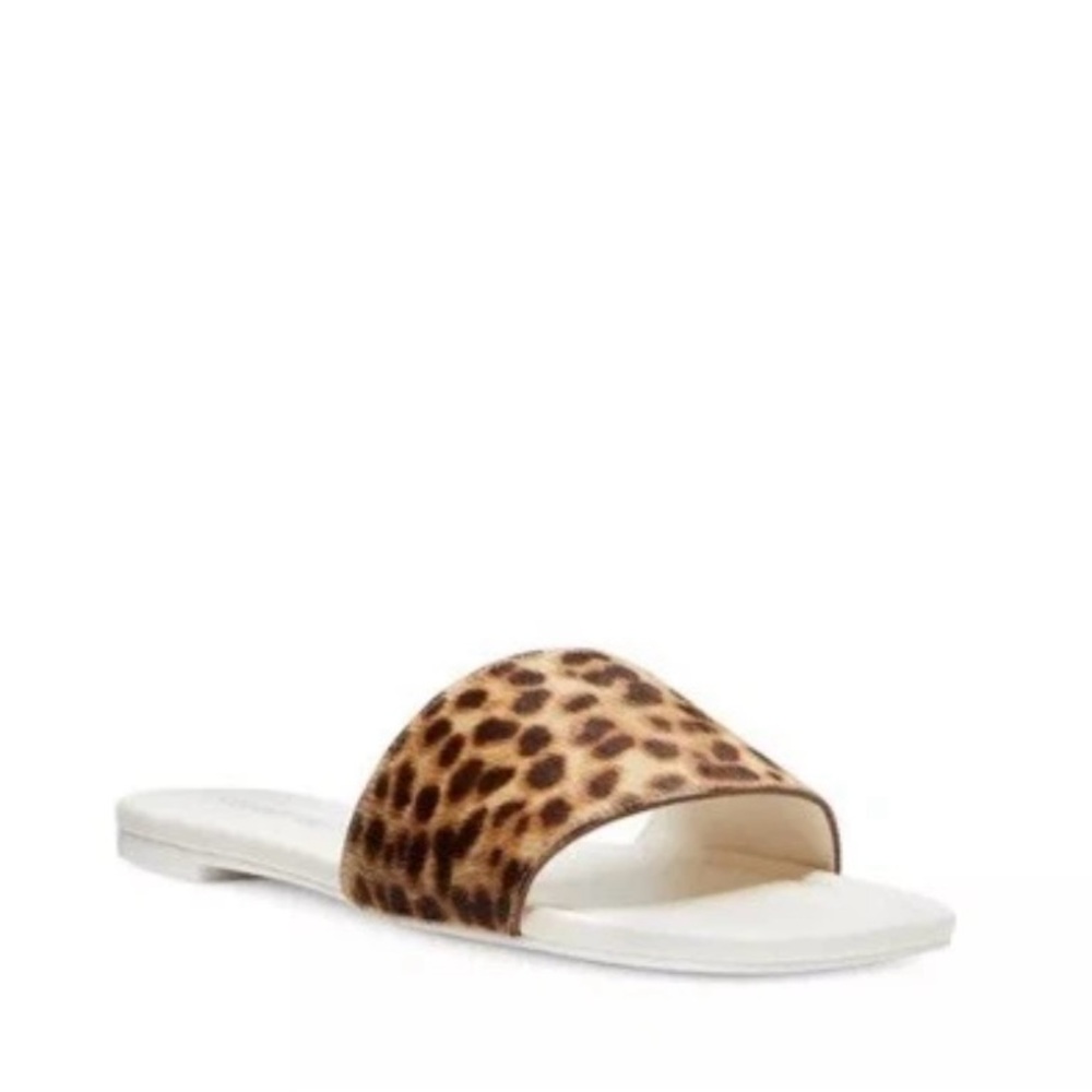 Stuart Weitzman SUMMER SLIDE SANDAL Calf Hair Leopard Print Women’s Size 10